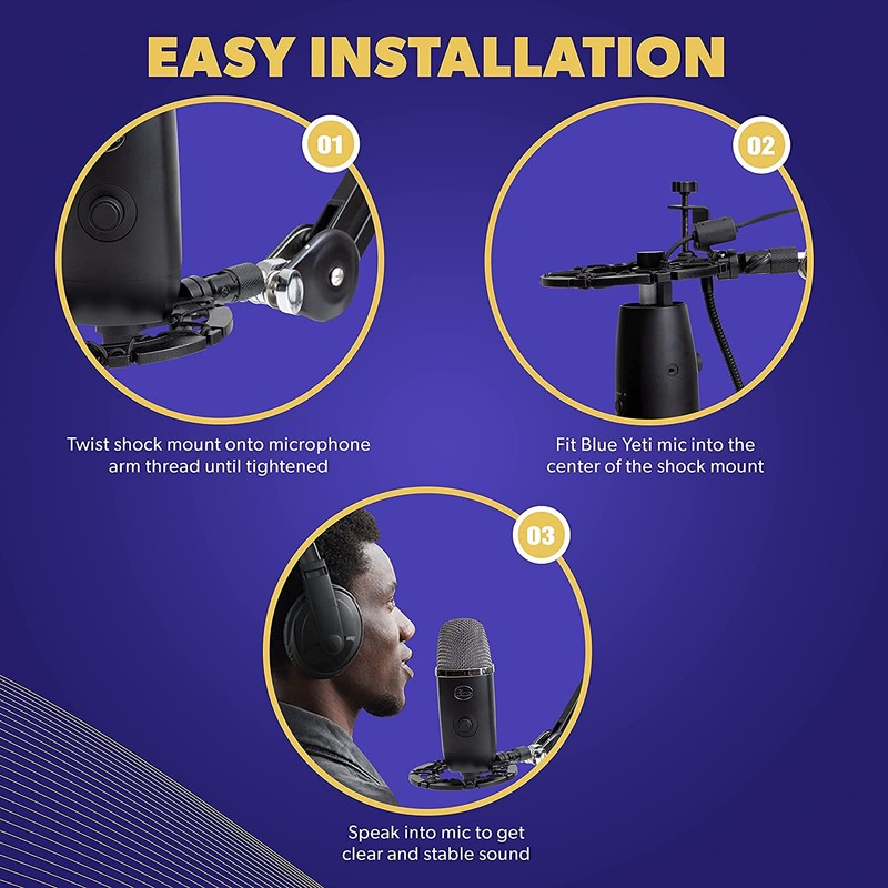 Auphonix Blue Yeti Shock Mount - Latest Lightweight Shockmount System