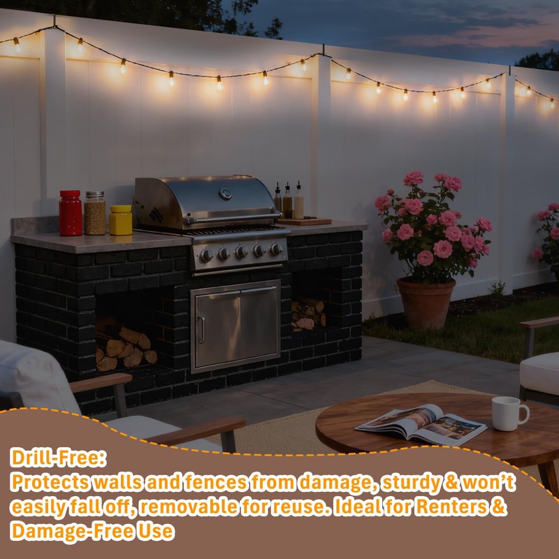 Adjustable Outdoor Light Hooks, 5pcs No Drill Metal Hangers for