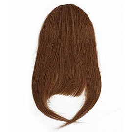 Clip In Human Hair Fringe, 100% Human Hair (Medium Brown #6)