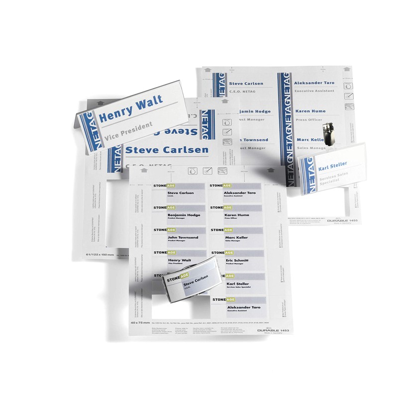 Durable 142302 Badgemaker, Printable Name Badge Insert Sheets, 30 x