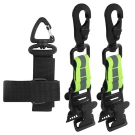 2 Fire Brigade Glove Holders and 1 Nylon Glove Holder Set, Glove Holder Belt, Double Clip Gloves Holder, with Metal Carabiner for Hanging Gloves, Protective Helmets (Green)