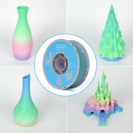 TECSONAR TECSONAR Matte Rainbow PLA 3D Printer Filament, 1KG Spool(2.2lbs) 1.75mm PLA Fast Color Change 3D Printing Material, Multicolor Gradient Filament for Most FDM 3D Printers,Matte Rainbow