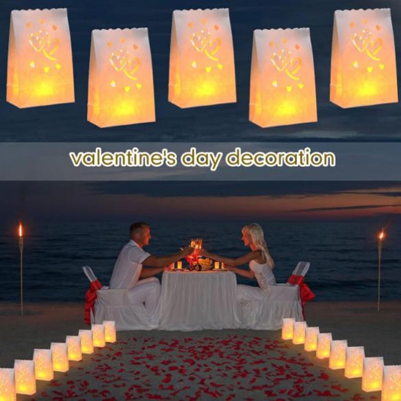 20pcs Tea Light Candle Bag Flame Retardant Reusable Heart Shape