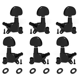 SAPHUE 6 Pieces 3L3R Guitar tuner pegs,Guitar Sealed Fan-shaped Tuning Pegs Tuner Machine Heads for Acoustic Electric Guitar Guitar Parts (Black)