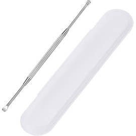 Steel Ear Pick Earwax Remover Spoon Ear Scraper Scratcher Ear Cleaner with Stor Box, 304 Stainless