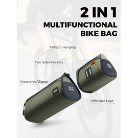 ROCKBROS Bike Handlebar Bag, 2L Large Capacity Handlebar Bags for Bicycles, 2 In 1 Multifunctional Bike Frame Bag, Separated Bike Saddle Bag