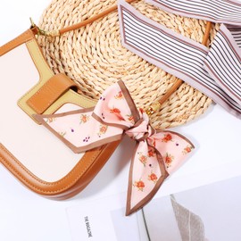 MBAIYO Skinny Fashion Scarves, 4pcs Boho Slim Purse 2.32in Skinny Scarf Women Narrow Neckerchief Floral Handbag Hair