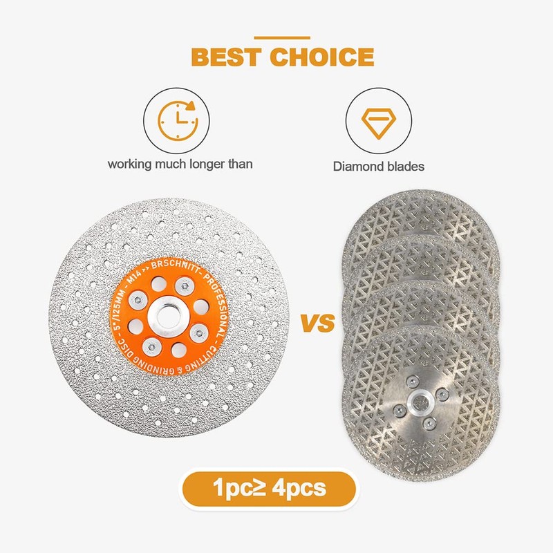 BRSCHNITT Diamond Cutting Disc 125 mm Double-Sided for Cutting and