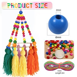 Toaob 1000 Pieces Natural Round Colourful Wooden Beads Set 6 mm Round Wooden Beads Crafts with Hole for DIY Jewellery Making