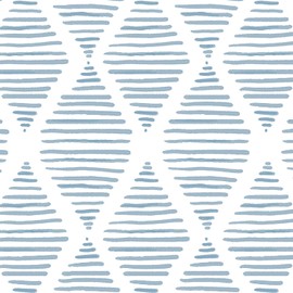 Akywall Blue and White Peel and Stick Wallpaper Modern Stripe Contact Paper 157” Boho Textured Geometric Self Adhesive Wallcovering Removable Vinyl Roll for Bedroom Cabinets Decor