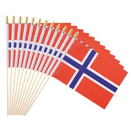 Ckexin Ckexin 25Pack Small Norway Flag Mini Norwegian Handheld Stick Flags 5x8 Inch