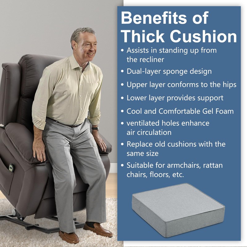 Shinnwa Gel Memory Foam Recliner Cushion for Elderly, Extra Large