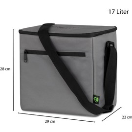 normani Insulated Cooler Bag, Picnic Bag, Lunch Bag, Made of Recycled Material, Shopping Bag with Long-Lasting Cooling, 9 or 17 Litre Volume, Size 17 Litres