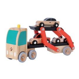 Classic World Wooden Car Transporter with 3 Vehicles for Children from 18 Months