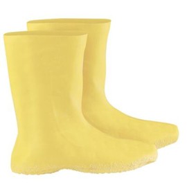 Radnor 3X Yellow 12" Latex Hazmat Overboots With Ribbed And Textured Outsole