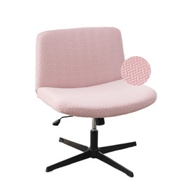 LavishCover Armless Chair Cover Office Desk Chair Cover, Waterproof and Elastic Criss Cross Chair Cover, Exquisite Vanity Chair Cover,Mid Back Wide Seat Accent Chair Covers(Pink,T-type,Just the Cover)