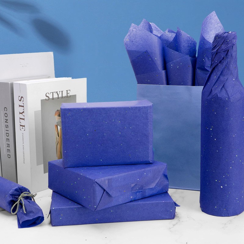 20 Sheets Glitter Tissue Paper, 20x14in Metallic Blue Little Sparkles