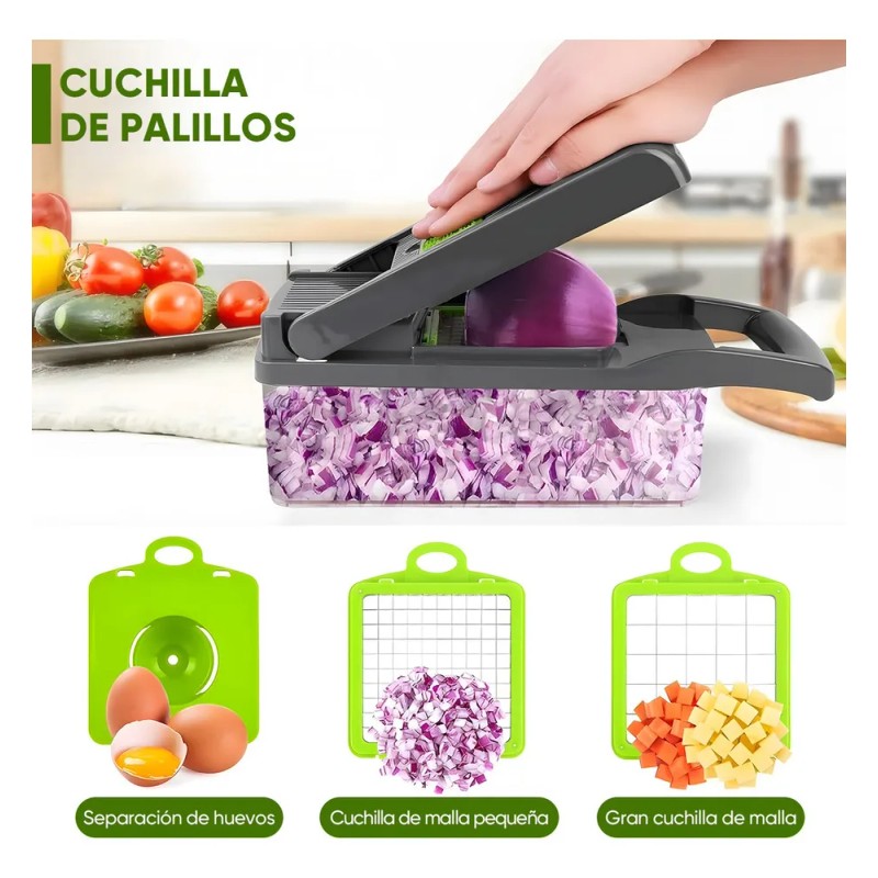 Rallador Multiusos Corta Rebana Pica Y Ralla Verduras/frutas Verde