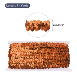 sourcing map 11 Yards 0.8 Inch Elastic Sequins Trim 2 Row Flat Sequin Strip Paillette Sequins Fabric Ribbon for Crafts DIY Sequin Fringe Sewing Orange