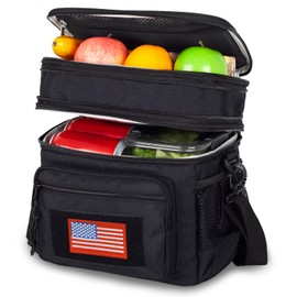 ATRIPACK Lunch Bag for Men, Double Deck Tactical Lunch Box Work with Shoulder Strap MOLLE Webbing Large Lunch Cooler Leakproof Insulated （Black）