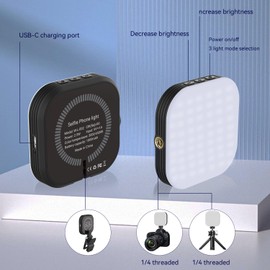 Mini Magnetic Phone Selfie Light, Clip on Light with Hot Shoe Apater, Compatible with Magsafe for Tablet Laptop Computer, Zoom Video Call TikTok YouTube Video Recording Phone Filming Makeup