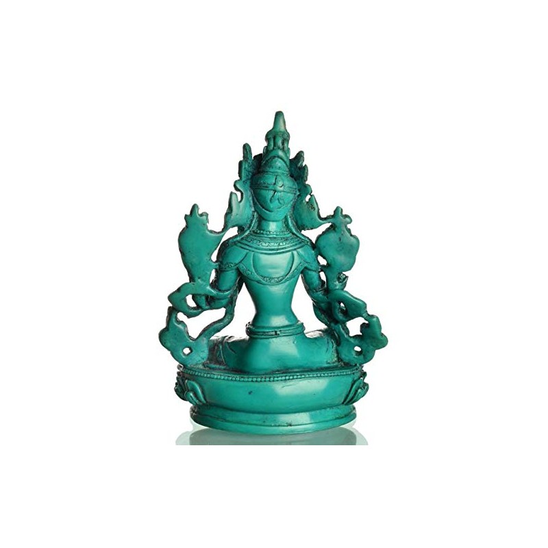BUDDHAFIGUREN Tibetan Bodhisattva Buddha Decoration/Billy Held Green Tara, Turquoise Resin