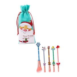 TOVINANNA Makeup Tools Girl Face Makeup Decorative Xmas Cosmetics 5pcs Makeup Brush Set Travel Face Brush for Women Daily Professional Use