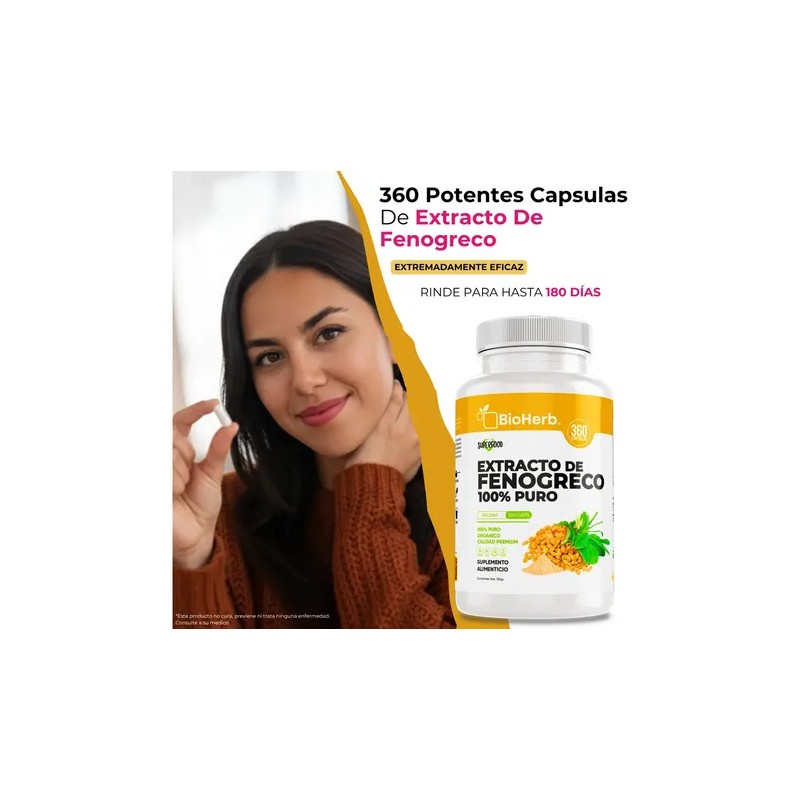 BioHerb | Fenogreco Extracto 100% Puro (360 Capsulas 500mg) [Potente