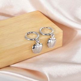 Lansora Cute Fruit Dangle Huggie Hoop Earrings Stainless Steel Pendant Strawberry Cherry Pineapple Grape Banana Apple Charm Jewelry Dainty Earrings for Women, Stainless Steel, No Gemstone