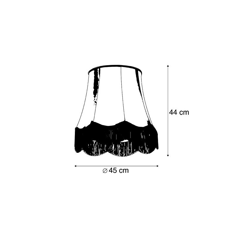 QAZQA Granny Retro Silk Lampshade Black with Grey 45 cm