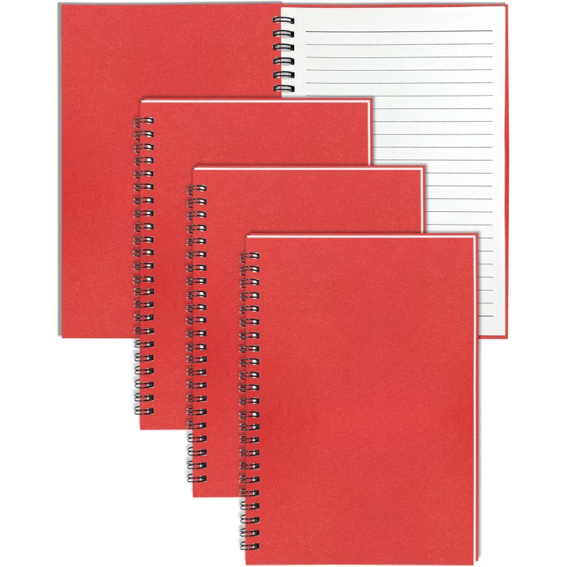 Red Spiral Notebooks A5 Lined Journals Kraft Cover Spiral Bound