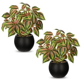2 Packs Artificial Plants in Black Pot, 12" Faux Plant