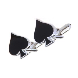 MRCUFF Spades Spade Playing Cards Poker Pair Cufflinks in a Presentation Gift Box & Polishing Cloth
