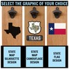 Texas Bottle Opener With State Map or State Flag Graphic