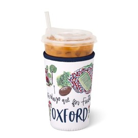 Swig Life Medium Iced Cup Coolie, Standard 22oz Iced Coffee Cup Insulator Sleeve with Handle, Neoprene Insulated Coolie Keeps Drinks Cold (Saturdays in Oxford)