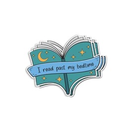 (3Pcs) I Read Past My Bedtime Sticker - Cute Open Book Stars Moon Reading Lover Quote - Literary Enthusiast Night Owl Vinyl Sticker - Cozy Home Library Decor - Bookworm Reading Motivation Gift