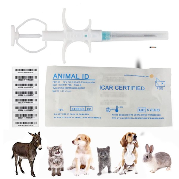 1 Pack 1.25x7mm, VENREA Universal Pet Microchip 134.2khz Registration Animal
