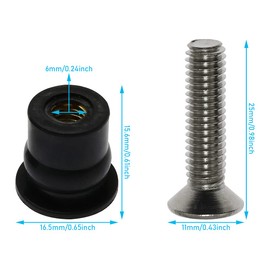 JianLing 12 Sets Neoprene Well Nut Rubber Expansion Brass Nuts with Stainless Steel Screw (12 pcs M6 Straight Type + 12 pcs Cross Flat Head Screw M6*25mm)