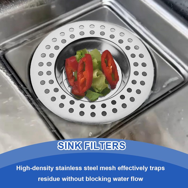 Stainless Steel Sink Strainer 2 Pack - 7.7cm Heavy Duty