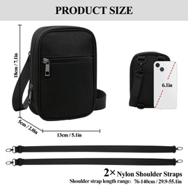Long Keeper Small Sling Bag - Crossbody Chest Bag Women Men Phone Fanny Pack Purse Casual Backpack Travel Hiking Waist Bag (Black)