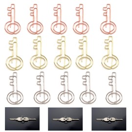20 Pcs Metal Key-Shaped Paper Clips Set - Gold, Silver, & Rose Gold - Cool Paperclips for Office and School File Organization (Key-Shaped)