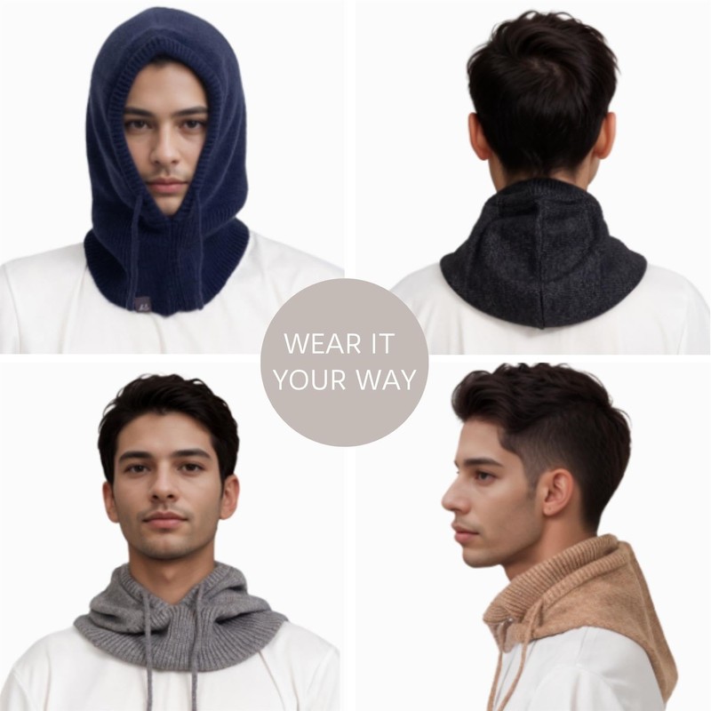 Basic Sense Warm Hooded Scarf for Men & Women, Knitted