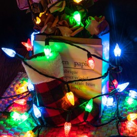 AWQ 500LED 173.8 FT C6 Christmas String Lights Plug in Fairy Twinkle String Lights 8 Modes Timer Function Waterproof Extendable for Indoor Outdoor Wedding Party Christmas Decoration (500, Multicolor)