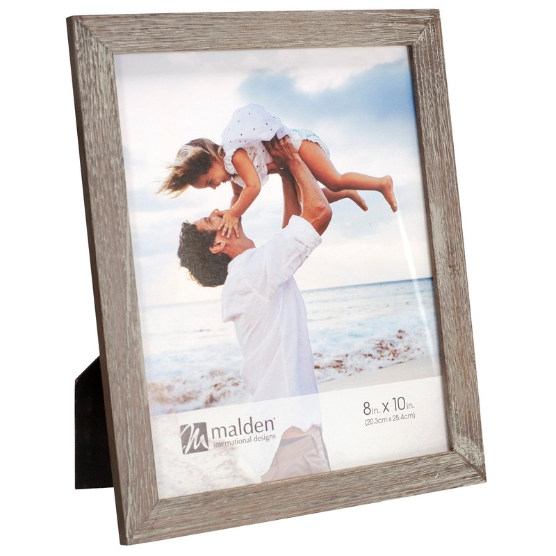 Malden International Designs 8x10 Gray Distressed Linear Picture Frame