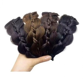 Women's Braided Twist Wig Headband Hairband Natural Brown-Black