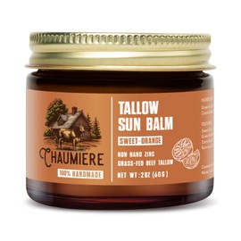 Sweet Orange Tallow Sunscreen SPF 50 – Grass-Fed Beef Tallow Balm with Carrot Seed Oil & Non-Nano Zinc – Organic Face & Body Moisturizer, Reef Safe, Naturally Scented – 2.5oz, Made in USA