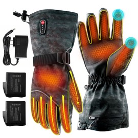 Maliansun Heated Gloves for Men and Women, Waterproof Touch Screen Rechargeable Heated Gloves with 2 7.4V 3200mAh Batteries for Winter Outdoor Cycling Skiing Work, M