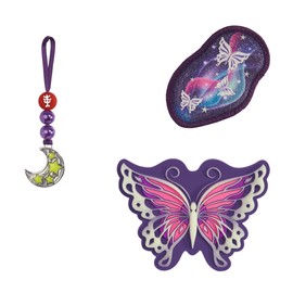 Step by Step Magic MAGS Glow, Glow in the Dark Effect & Interchangeable Motifs, 3 Pieces, 2 Magnetic Appliques and 1 Pendant, Supplement for School Bag or Backpack, Butterfly Night - Purple, Rucksack