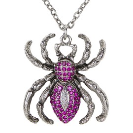 Widmann 03514 Spider Necklace with Diamante Detail ? Silver/Purple, One Size