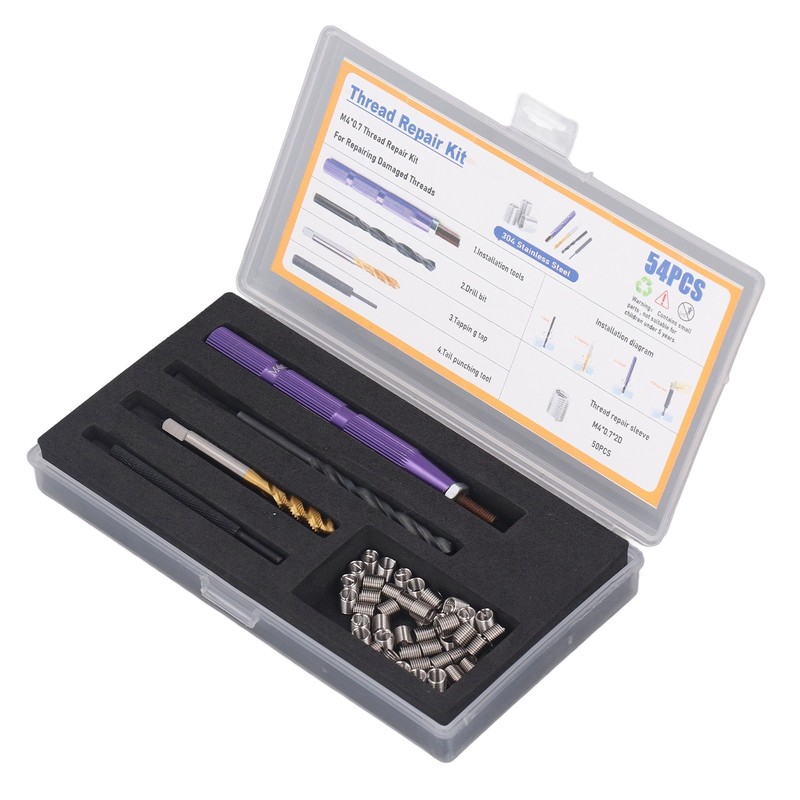 54PCS Set Metric Thread Repair Kit 304 Stainless Steel Thread